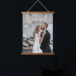 Modern Script Custom Wedding Photo Keepsake Hangin Hanging Tapestry<br><div class="desc">Modern Custom Photo Hanging Tapestry with your wedding or engagement photo of choice,  featuring modern handwritten script for your names. Upload your photo to this hanging canvas print as home decor for yourself or give as a gift.</div>