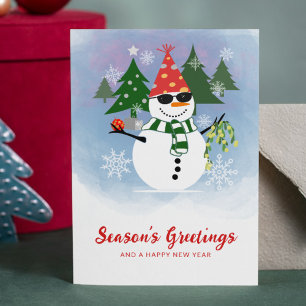 Modern Script Cute Watercolor New Year Christmas Holiday Card