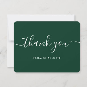 Modern Script Dark Green Wedding Shower Birthday Thank You Card