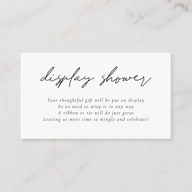 Modern Script Display Bridal Shower  Enclosure Card (Front)