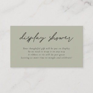 Modern Script Display Bridal Shower Light Sage Enclosure Card