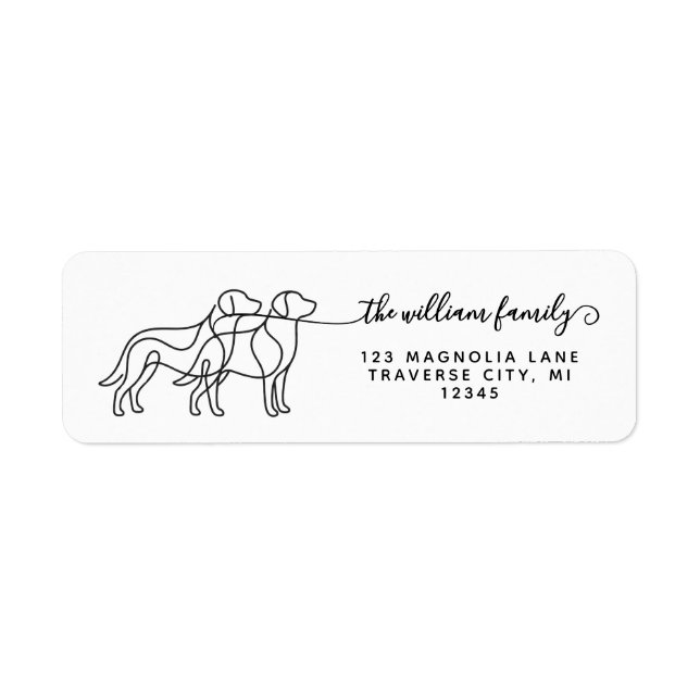  Modern Script dog silhouette return address  Label (Front)