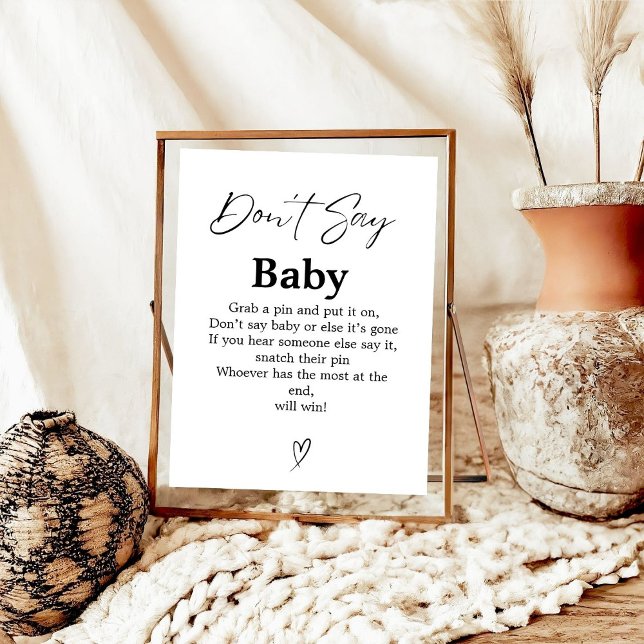 Modern Script Don't Say Baby Baby Shower Game sign (Creator Uploaded)