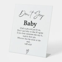 Modern Script Don't Say Baby Baby Shower Game sign