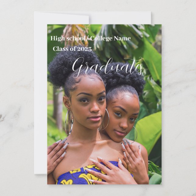  Modern script Double Graduation party class 23 Invitation (Front)