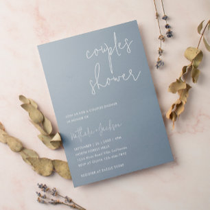 Modern Script Dusty Blue Couple Bridal Shower Invitation