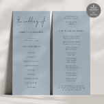 Modern Script Dusty Blue Wedding Program<br><div class="desc">Modern Script Dusty Blue Wedding Available digitally and printed. A modern typographical design for your wedding programs. The main header is in a stylish set script and the rest of the text you can easily personalise. You can change the text and background colours if you wish to match your wedding...</div>