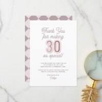 Modern Script Dusty Lilac Rose Gold 30th Birthday