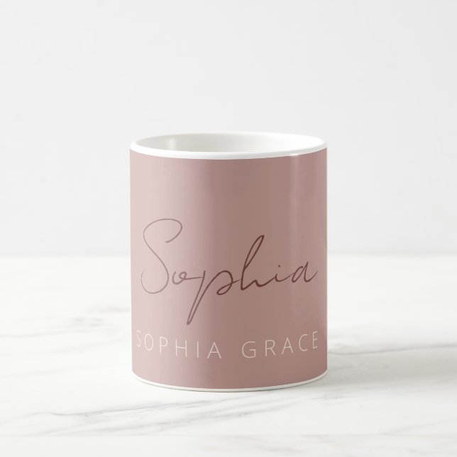 Modern Script Dusty Pink Handwritten Girly Coffee Mug (Center)