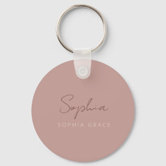Modern Script Dusty Pink Handwritten Girly  Key Ring