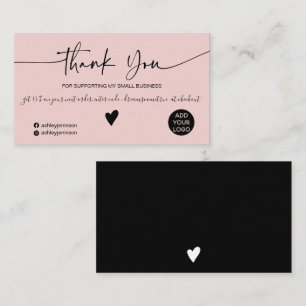 Modern script dusty pink order thank you business card