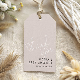 Modern Script Dusty Pink Thank You Baby Shower Gift Tags