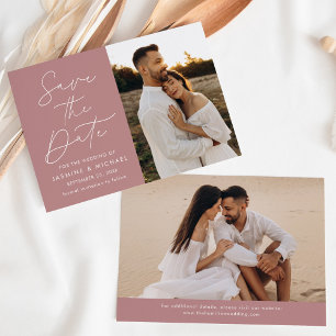 Modern Script Dusty Rose 2 Photo Save The Date