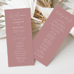 Modern Script Dusty Rose Wedding Program<br><div class="desc">Create a lasting impression with our beautifully designed wedding program, featuring a chic handwritten white script on a dusty rose background. Perfect for modern weddings, this program is not only stylish but also highly customisable. Add a personal touch by including your names, wedding date, location, and a detailed order of...</div>