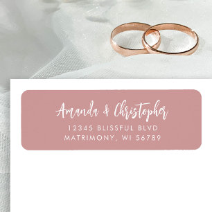 Modern Script Dusty Rose Wedding Return Address Label