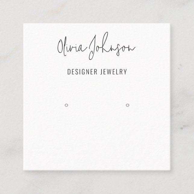 Modern Script Earring Display Business Card (Front)