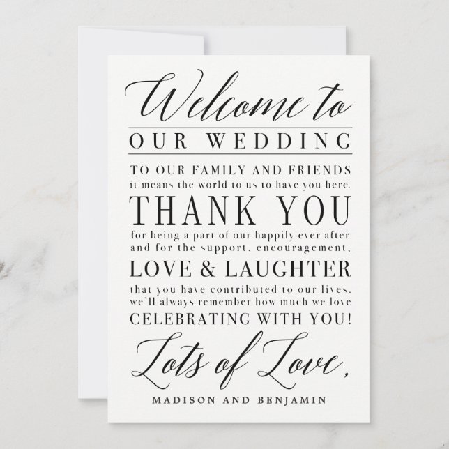 Modern Script EDITABLE COLOR Welcome Thank You Card (Front)
