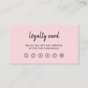 Modern Script Elegant and Simple Pale Pink Loyalty Card