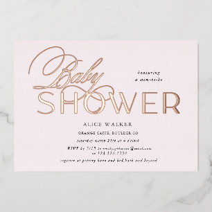 modern script elegant baby shower foil invitation