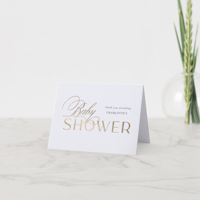 modern script elegant baby shower thank you note card (Front)