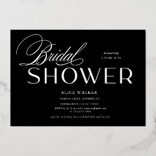 modern script elegant bridal shower foil invitatio