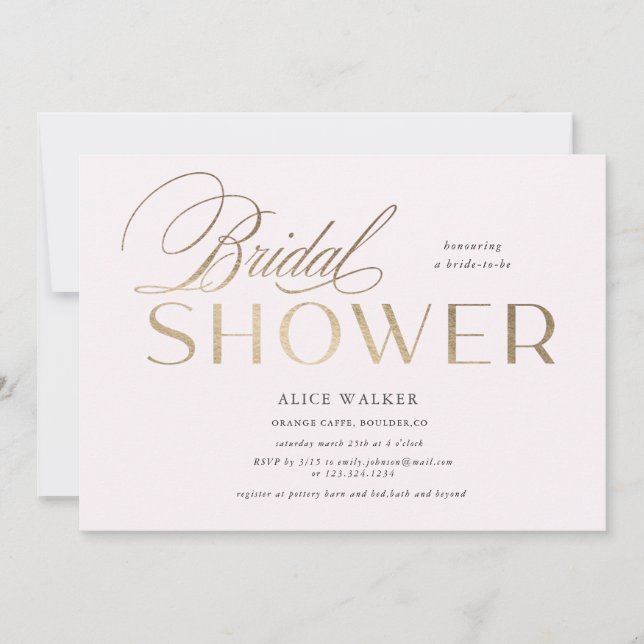 modern script elegant bridal shower invitation (Front)