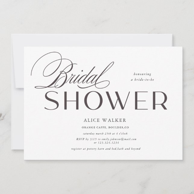 modern script elegant bridal shower invitation (Front)
