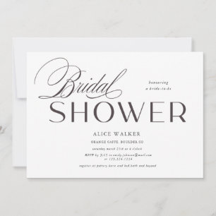modern script elegant bridal shower invitation
