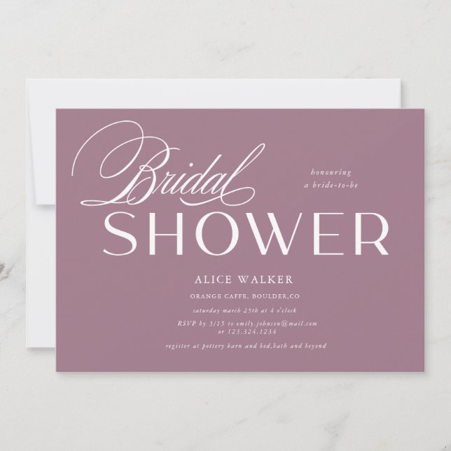 modern script elegant bridal shower invitation (Front)