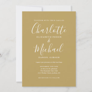 Modern Script Elegant Gold Wedding Invitation