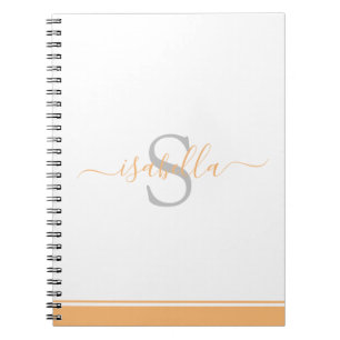 Modern Script Elegant Monogram Peach Notebook