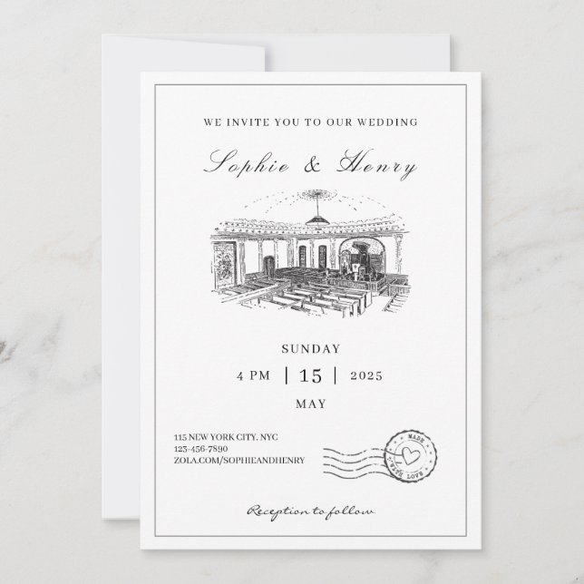 Modern Script Elegant QR Code Wedding Invitation (Front)