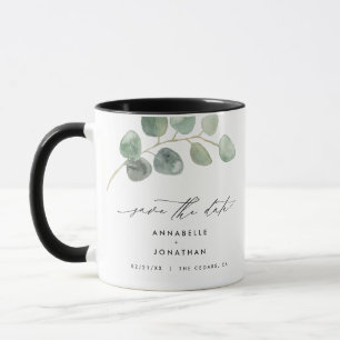 Modern script elegant vintage non photo eucalyptus mug