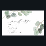 Modern script elegant vintage non photo eucalyptus rectangular sticker<br><div class="desc">Modern script elegant vintage non photo eucalyptus wedding save the date.</div>