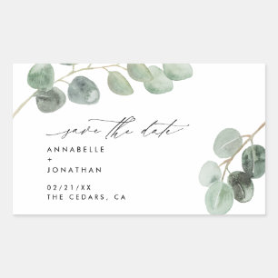 Modern script elegant vintage non photo eucalyptus rectangular sticker