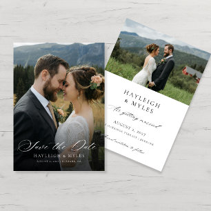Modern Script Elegant Wedding 2 Photo Save The Date