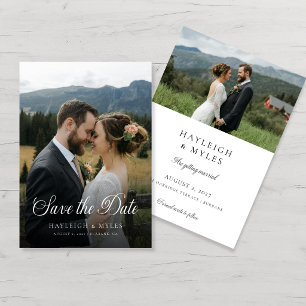 Modern Script Elegant Wedding 2 Photo Save The Date