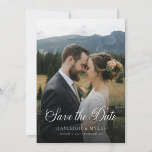 Modern Script Elegant Wedding 2 Photo Save The Date