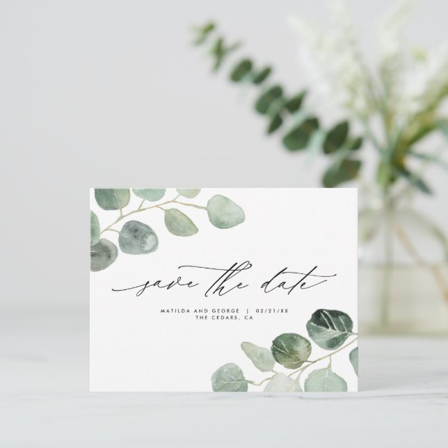 Modern script elegant wedding announcement postcard (Standing Front)