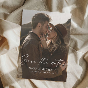 Modern Script Elegant Wedding Photo Save The Date