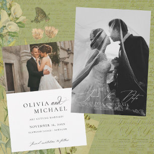 Modern Script Elegant Wedding Photo Save The Date Invitation