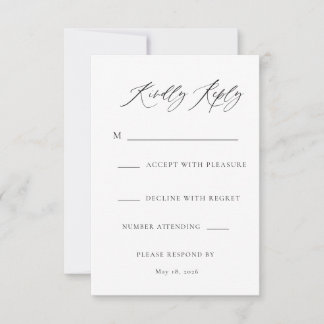 Modern Script Elegant Wedding RSVP Card
