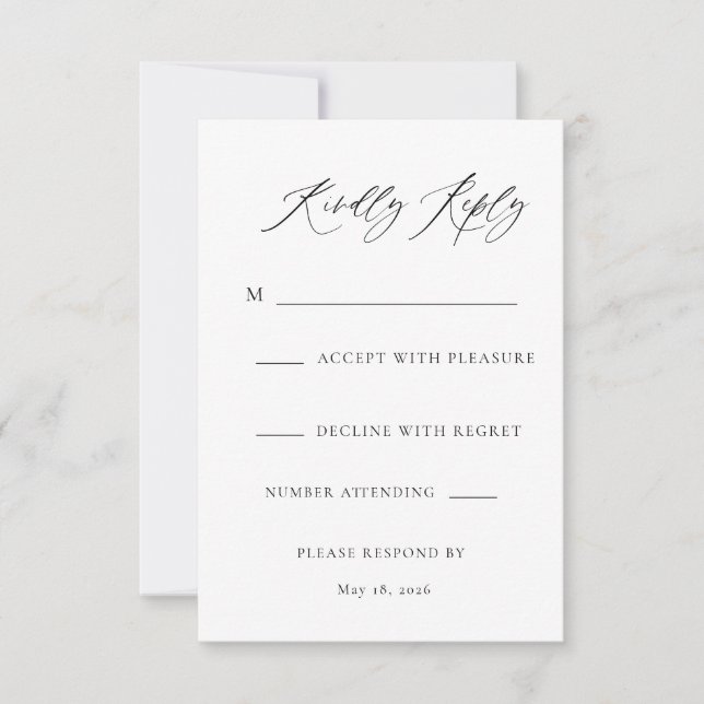 Modern Script Elegant Wedding RSVP Card (Front)