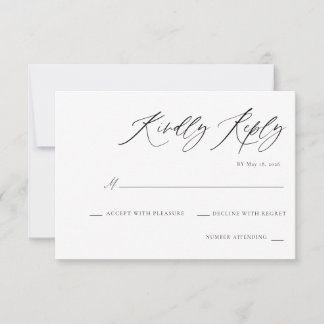 Modern Script Elegant Wedding RSVP Card