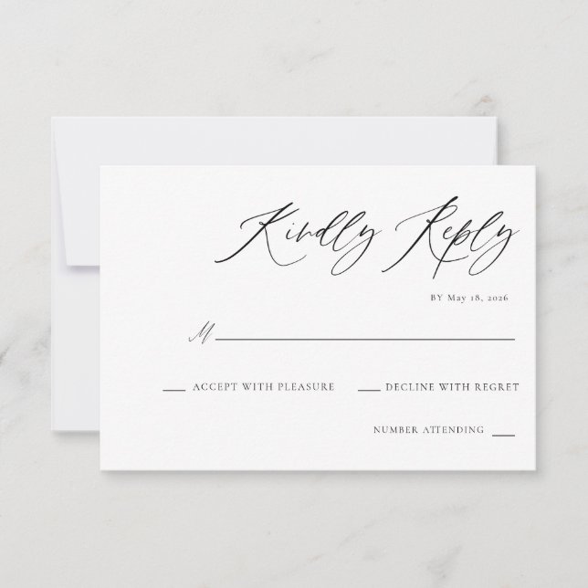 Modern Script Elegant Wedding RSVP Card (Front)