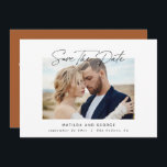 Modern script elegant wedding save the date<br><div class="desc">Modern script elegant wedding save the date card. Modern minimal stylish design. All colours can be customised.</div>