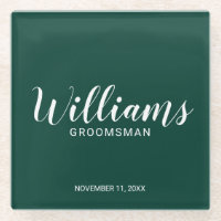 Modern Script Emerald Green Personalised Groomsman