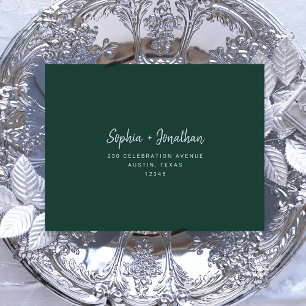 Modern Script Emerald Green Self-Addressed RSVP Envelope