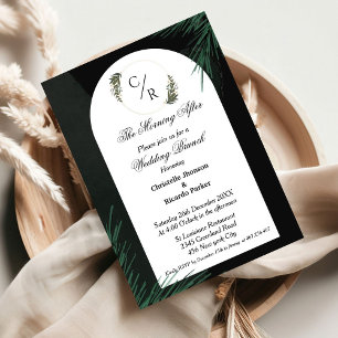 Modern script emerald green wedding brunch party  invitation