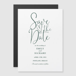 Modern Script Emerald Green Wedding Save The Date Magnetic Invitation